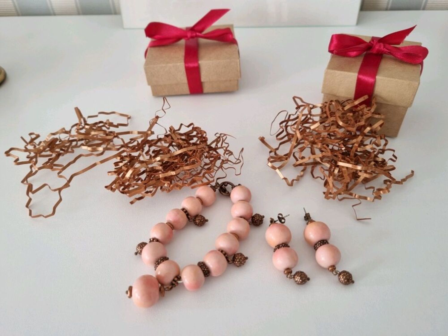 Фото №4 к отзыву покупателя Daria о товаре Утро в Китае, Сакура розовый браслет и серьги ручной работы