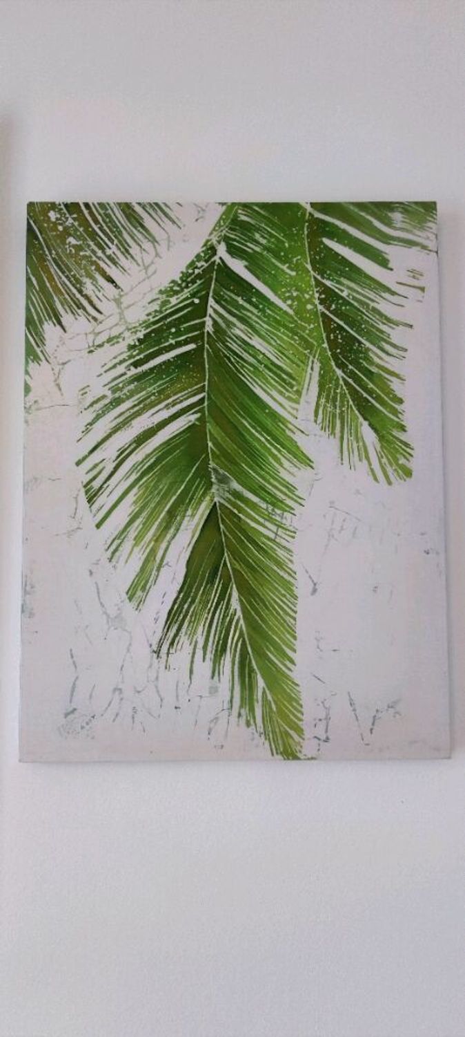Фото №4 к отзыву покупателя Azcompany о товаре Картина на шёлке : "Тропические листья", 40/50см.