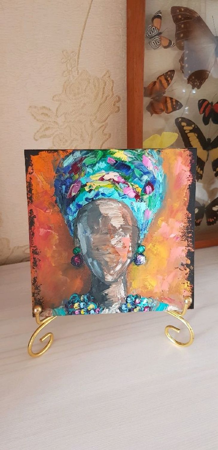 Photo №1 к отзыву покупателя lyudmila gusakovskaya о товаре Картина Африканка! масло, 15*15 см.
