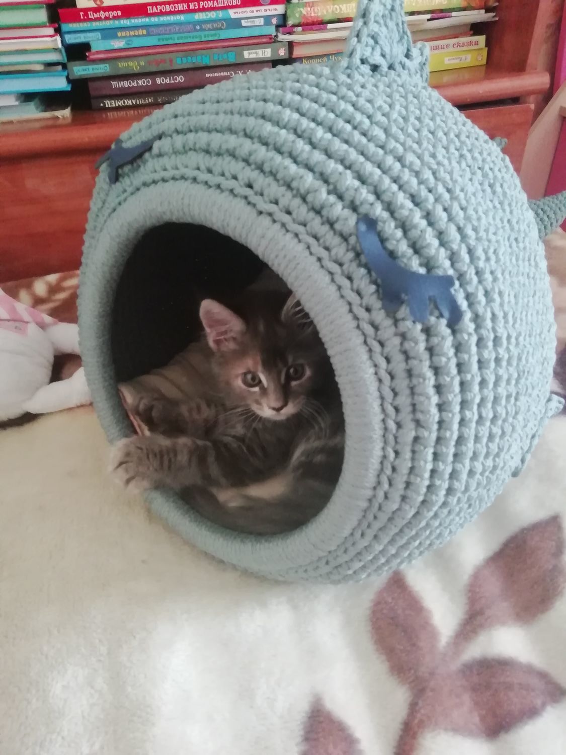 Фото №1 к отзыву покупателя Atridies721 о товаре #Китсожралкота Мастер-класс Котодомик крючком из полиэфирного шнура