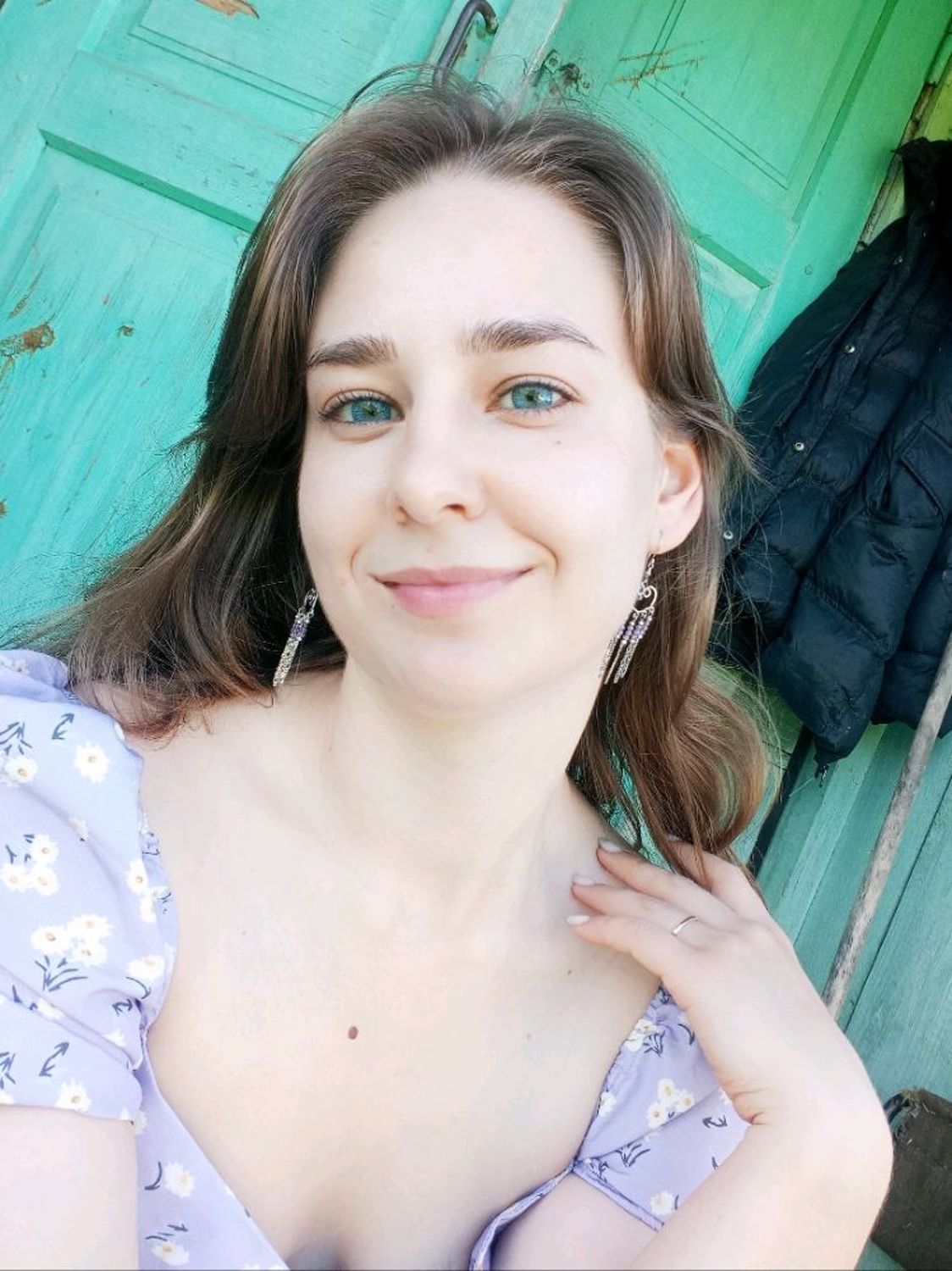 Photo №4 к отзыву покупателя Kseniya Esina о товаре Серебряные серьги с аметистом и цепочками
