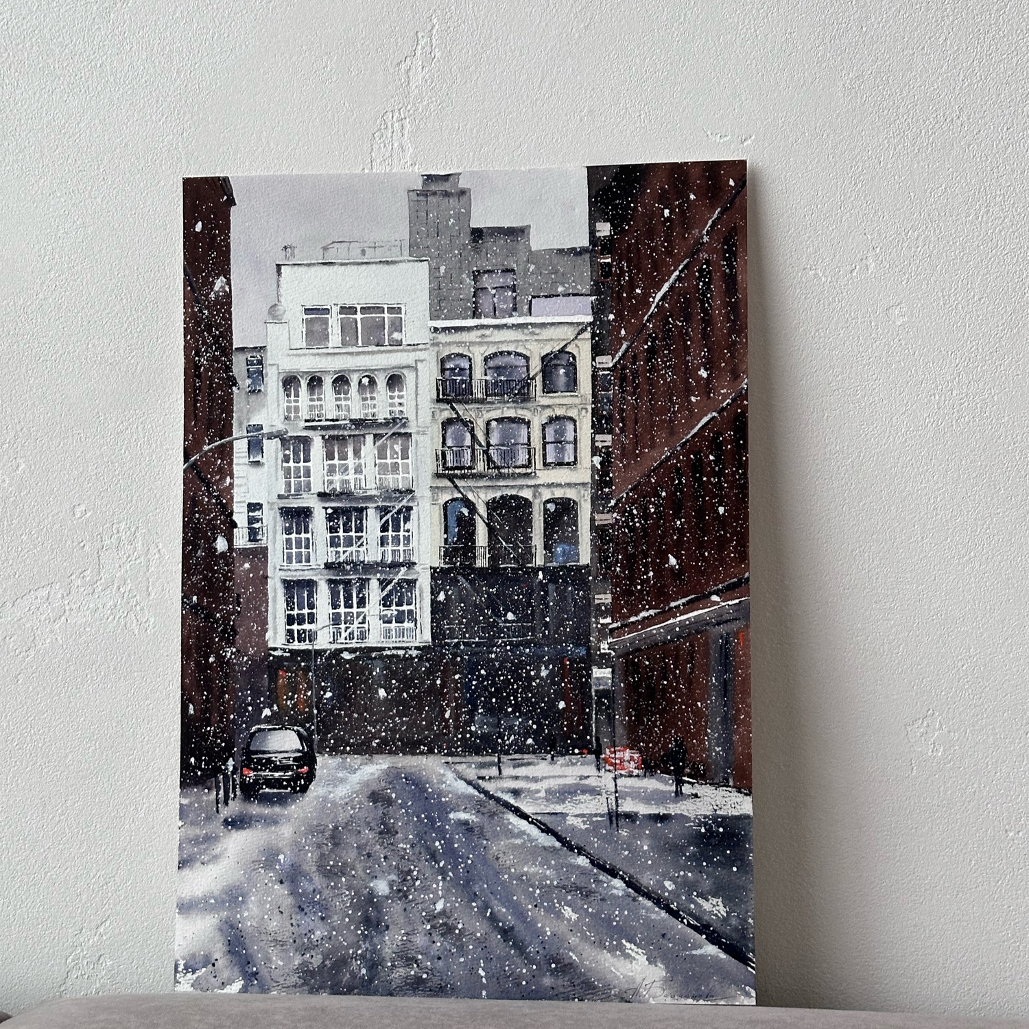 Фото №5 к отзыву покупателя Елена Драняева о товаре Картина акварелью Зимний Нью Йорк.