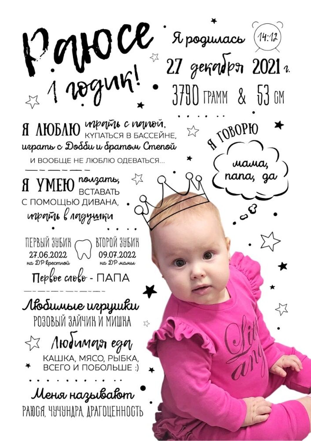 Фото №1 к отзыву покупателя Волкова Антонина о товаре Постер достижений на годик