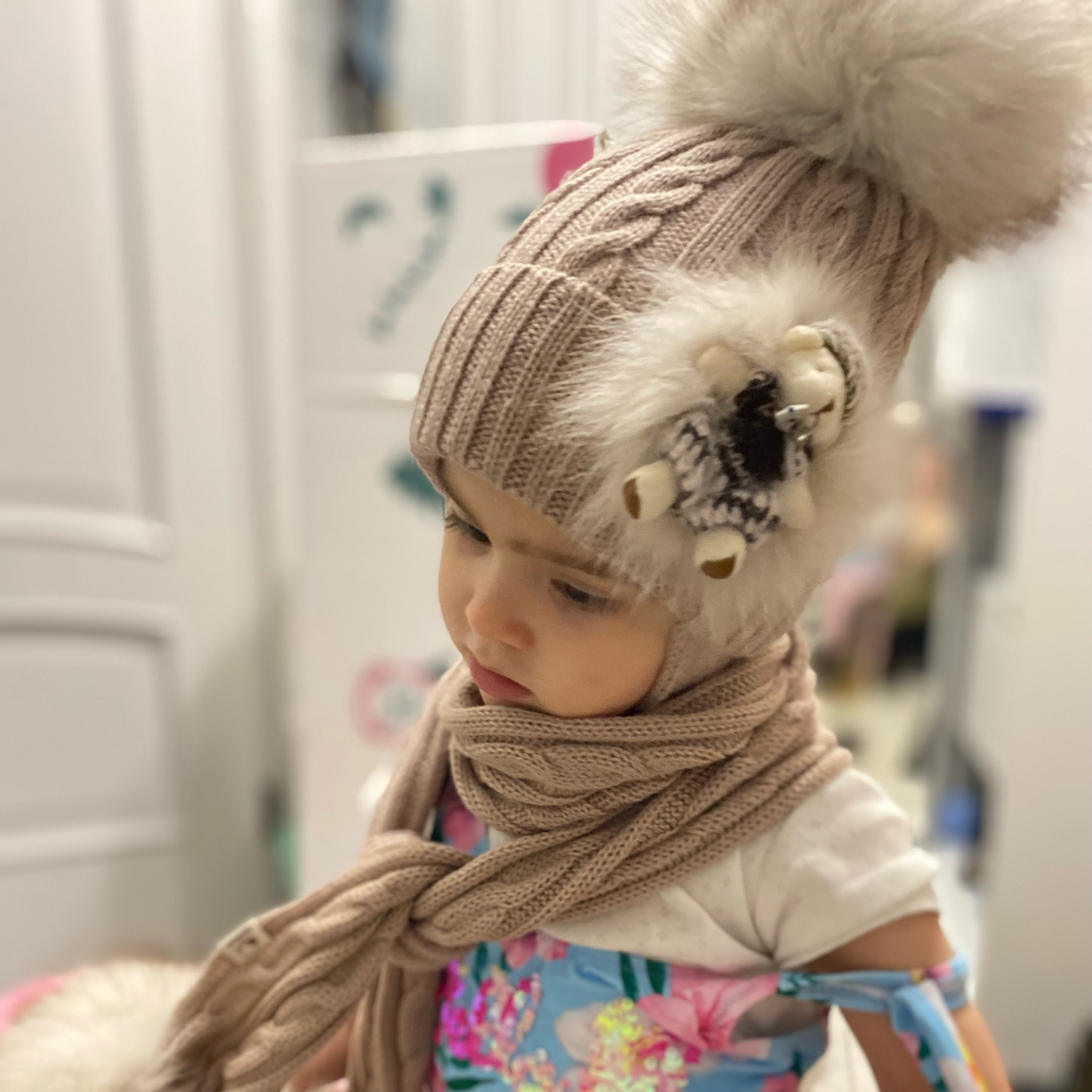 Photo №1 к отзыву покупателя Tanya о товаре Комплект зимний, шапка и шарф, " Мишка"