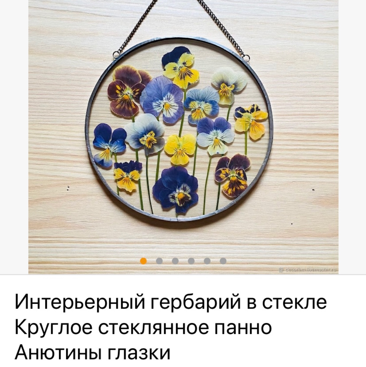Фото №1 к отзыву покупателя Елена о товаре Подвеска на стену круглая Гербарий в стекле Панно стеклянное и еще 2 товара