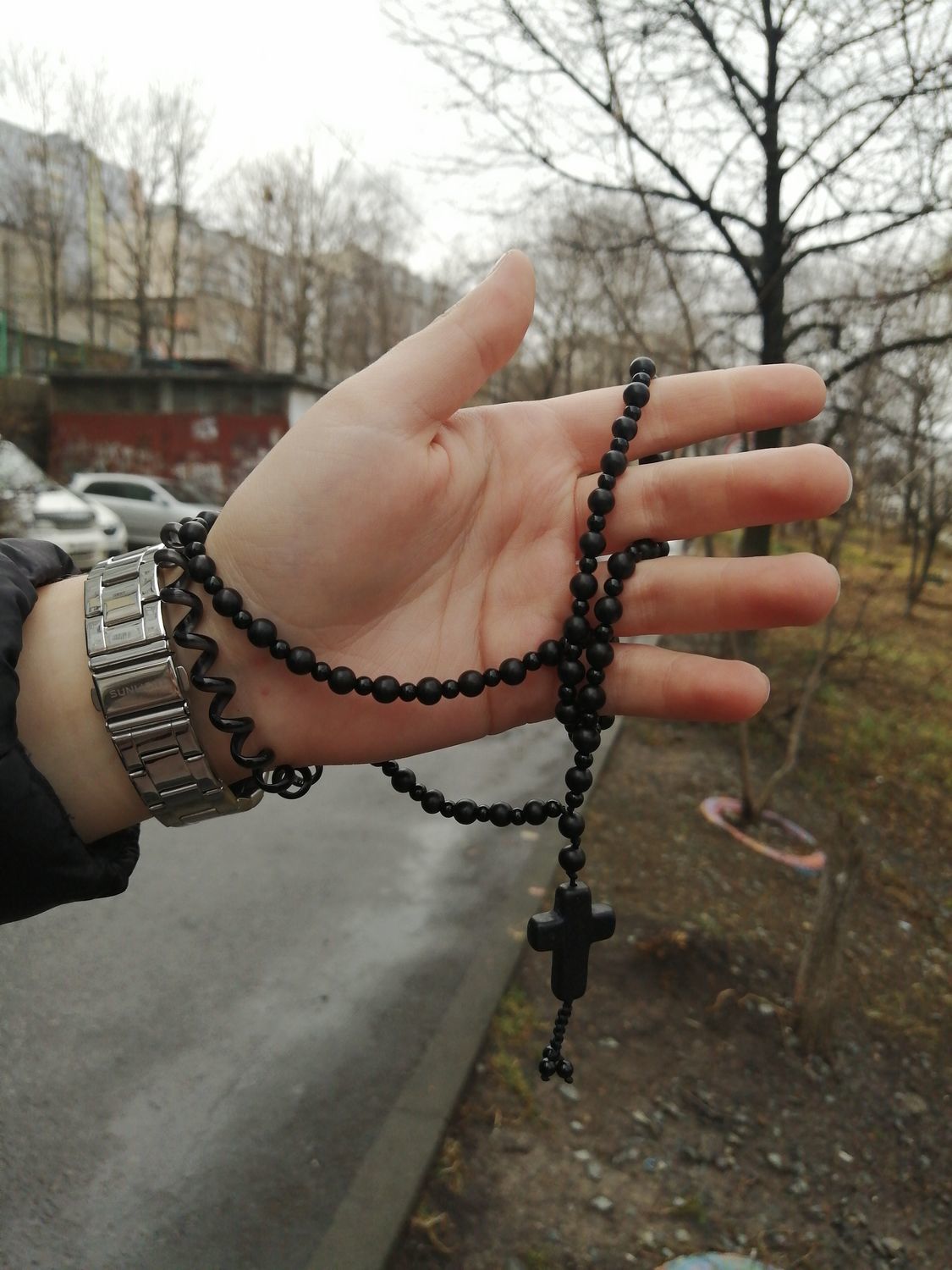 Фото №1 к отзыву покупателя Аникина Арина о товаре Чётки "Эбен" с чёрным агатом и эбеновым деревом