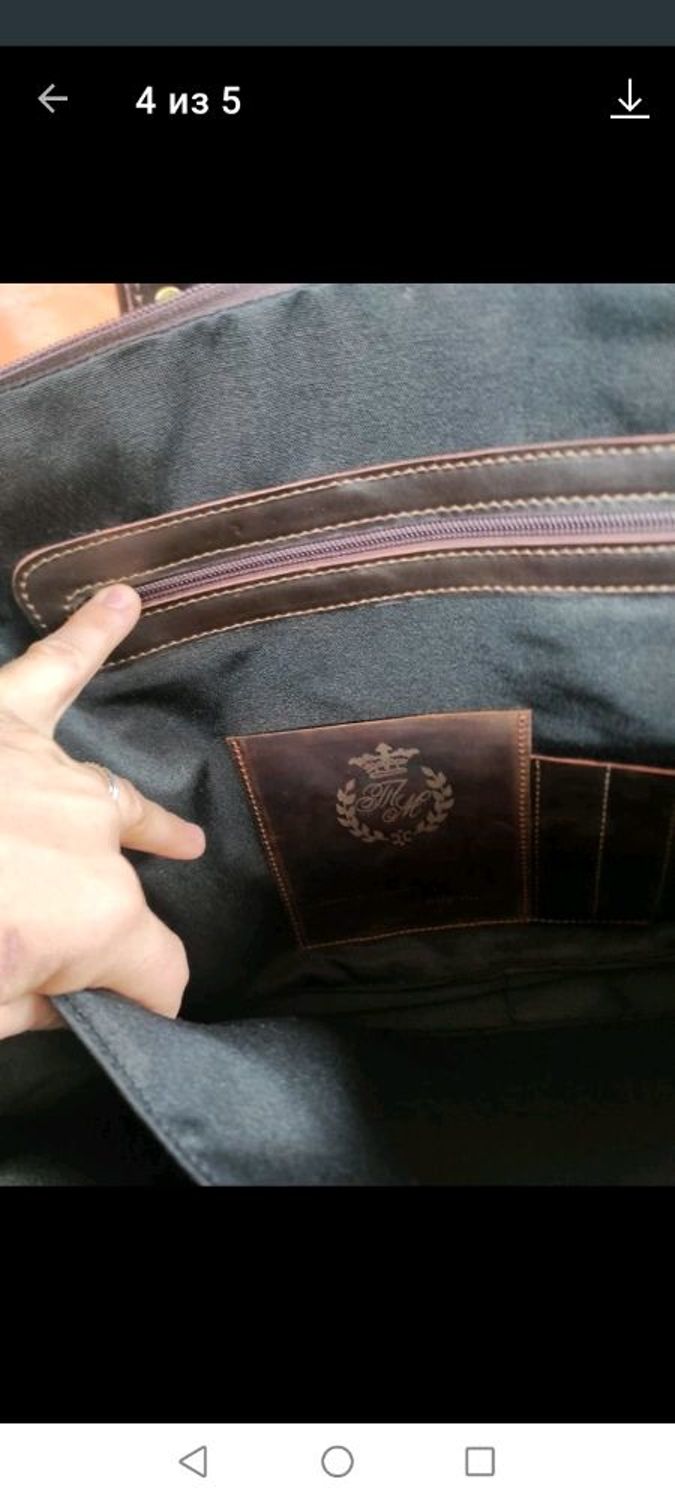 Фото №4 к отзыву покупателя Irina о товаре Мужская сумка кожаная "Folder G" для документов ноутбука