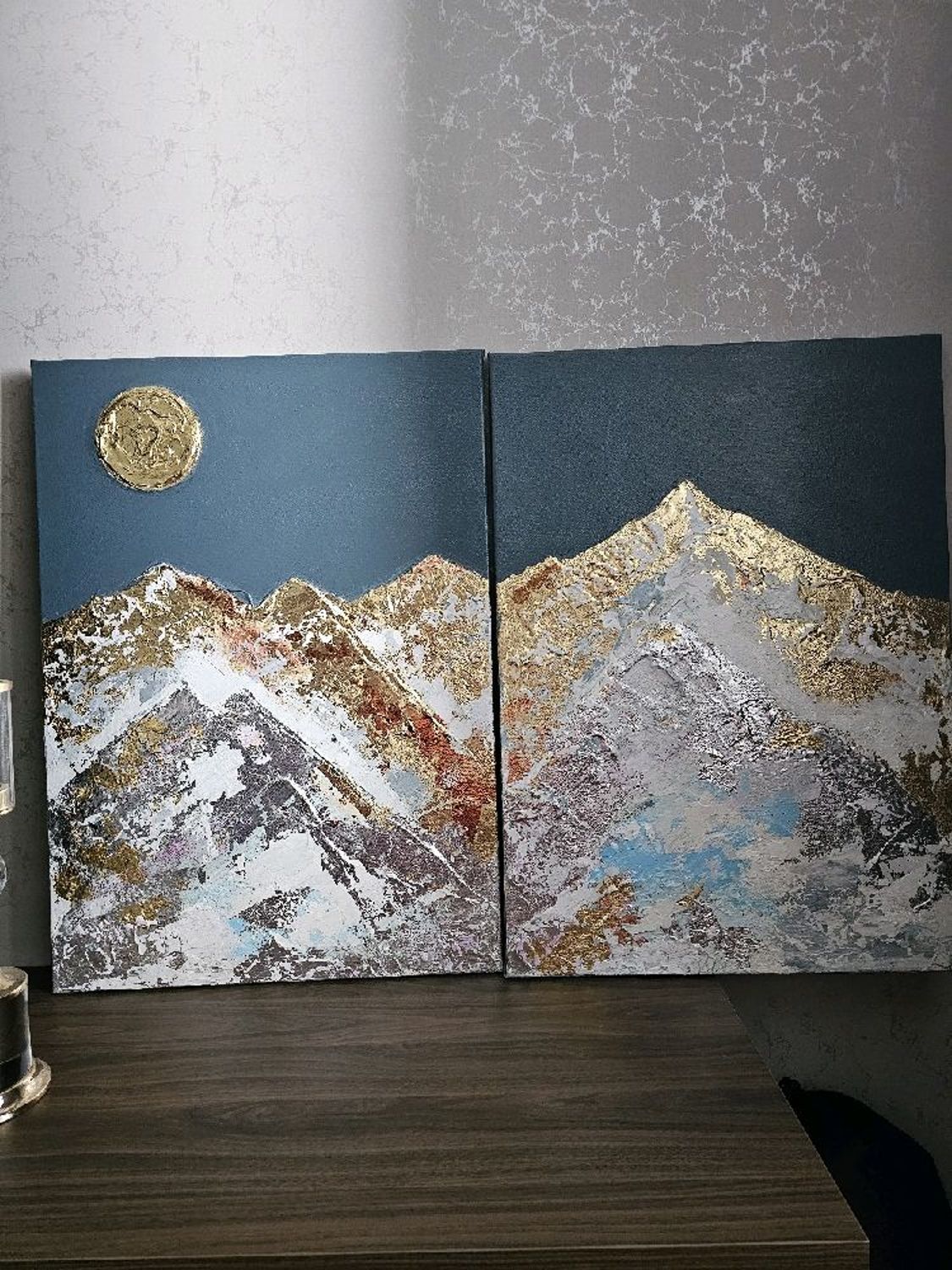 Фото №1 к отзыву покупателя Евгения о товаре Диптих с луной и горами 70x100 парные картины