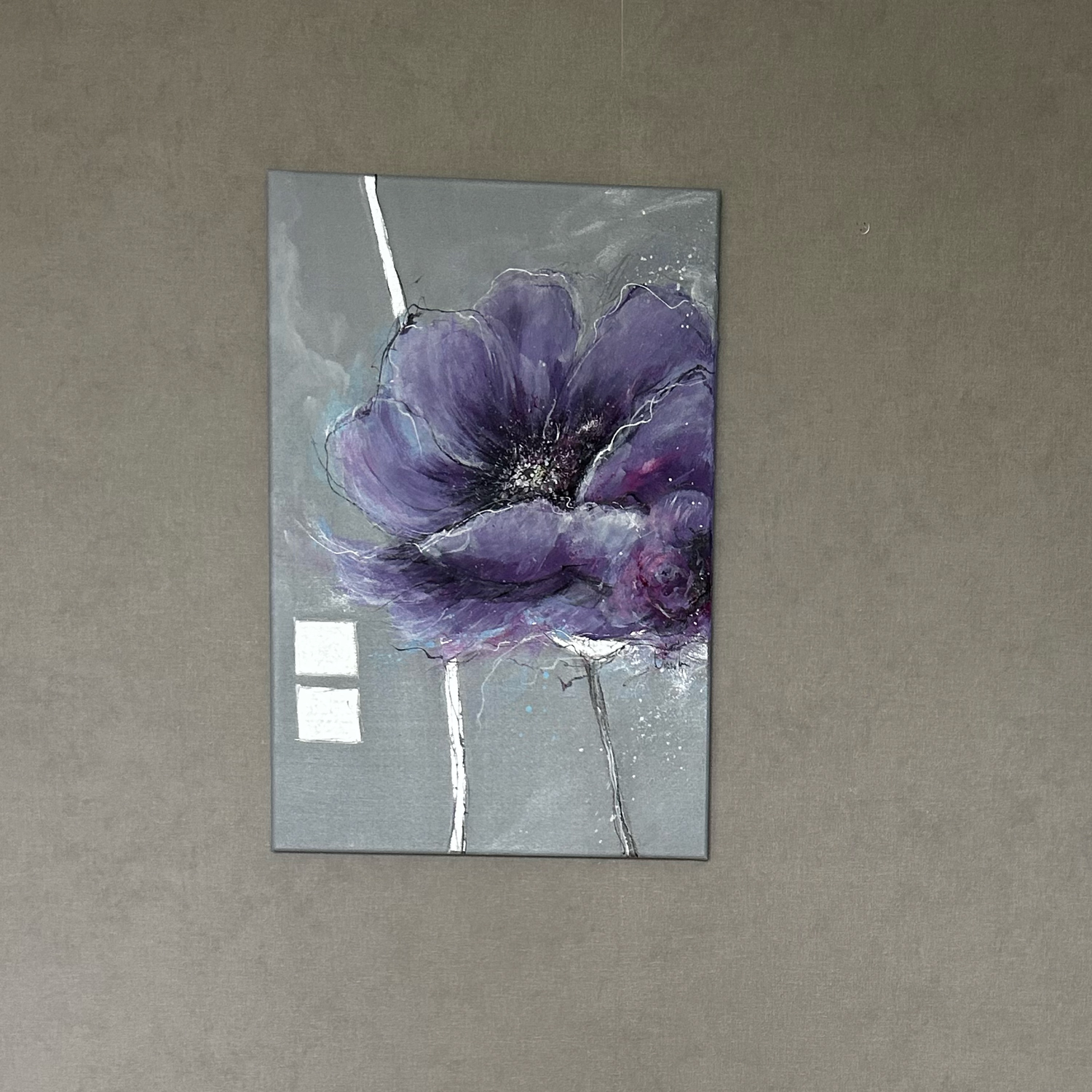 Photo №1 к отзыву покупателя Nina о товаре Картина фиолетовый цветок «Танцующие под дождем»