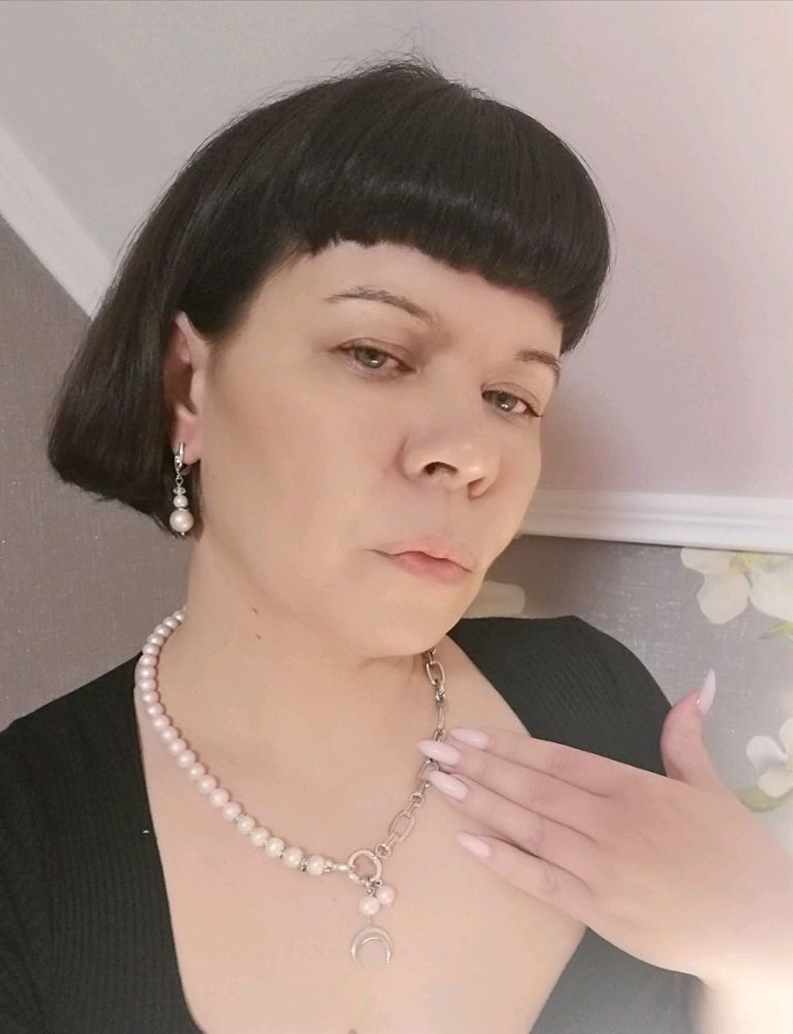 Фото №3 к отзыву покупателя Елена о товаре Колье цепь с жемчугом, майоркой и подвеской лунница родий и еще 4 товара