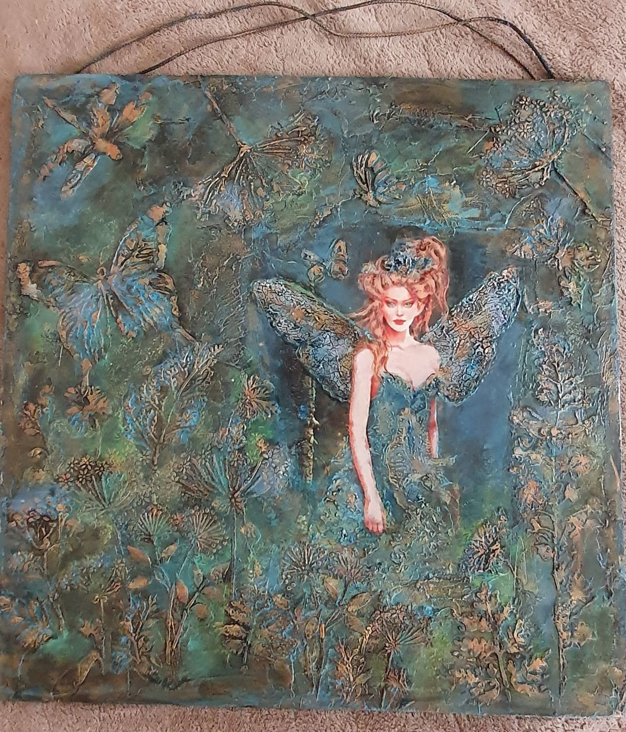 Фото №1 к отзыву покупателя КераМагия о товаре Панно картина коллаж mixed media ФЕЯ ЦВЕТОВ