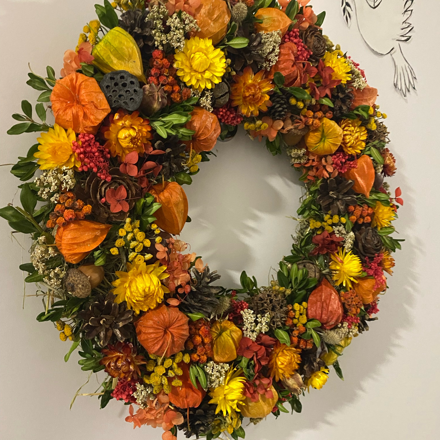 Фото №2 к отзыву покупателя Василисса о товаре Осенний венок в эко стиле из сухоцветов и природных материалов