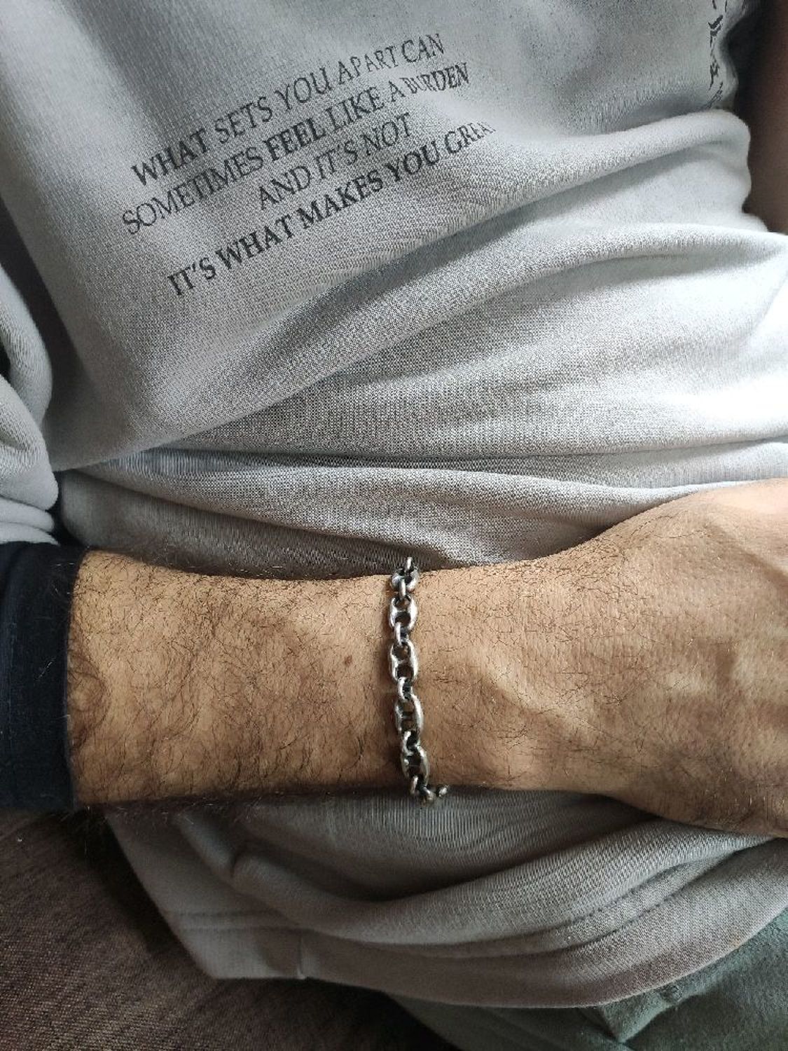 Фото №1 к отзыву покупателя Марина о товаре Браслет-цепочка: Мужской серебряный браслет, браслет для мужчины