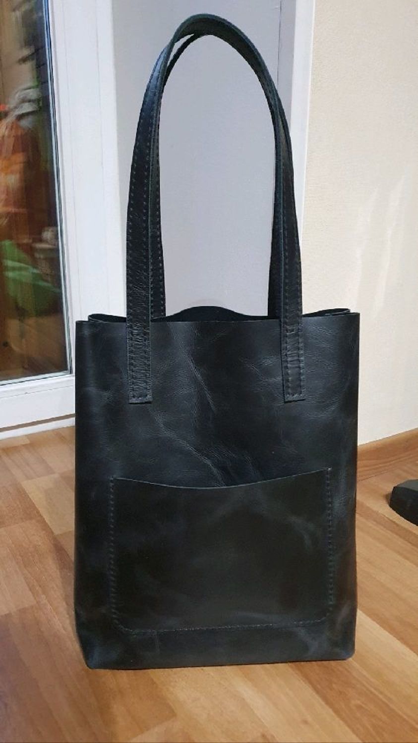 Photo №1 к отзыву покупателя mangomangomsc о товаре Сумка женская кожаная шоппер черный (черная кожаная сумка)