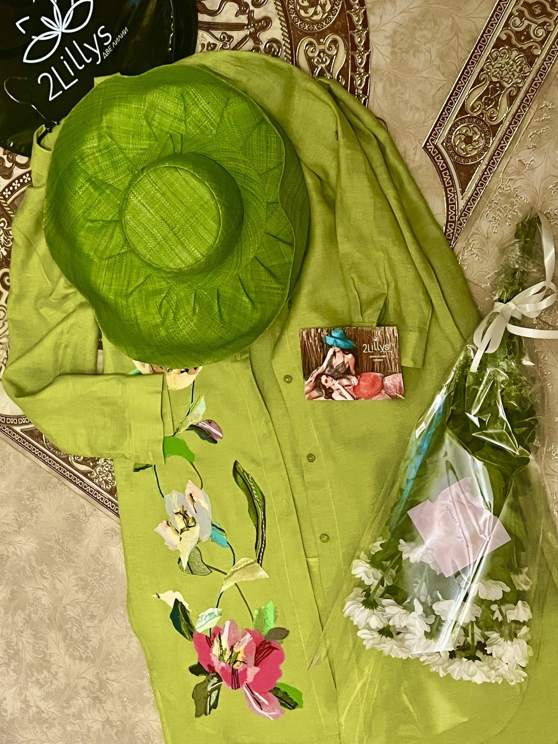 Фото №2 к отзыву покупателя ТатьЯна о товаре Шляпа ярко-зеленая из рафии  | Лайм