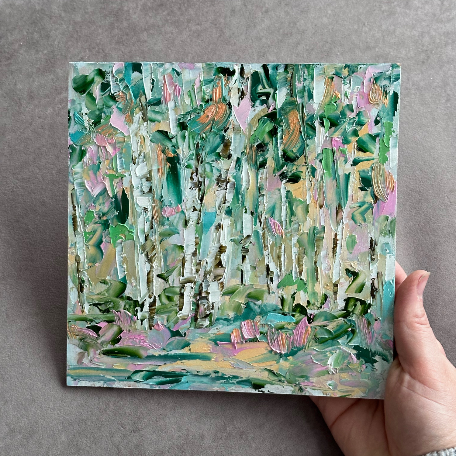 Фото №3 к отзыву покупателя Елена Драняева о товаре Картина маслом лес пейзаж абстрактная картина