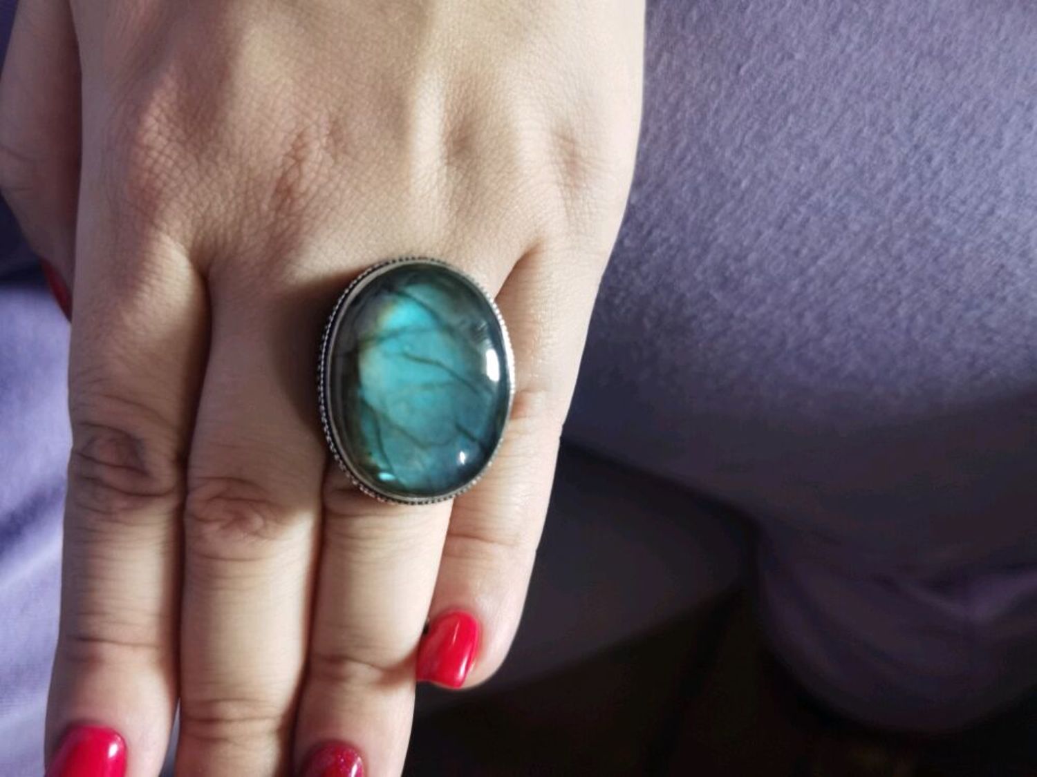 Фото №1 к отзыву покупателя Veronika о товаре Царское кольцо (перстень) с лабрадором "Карамельное"