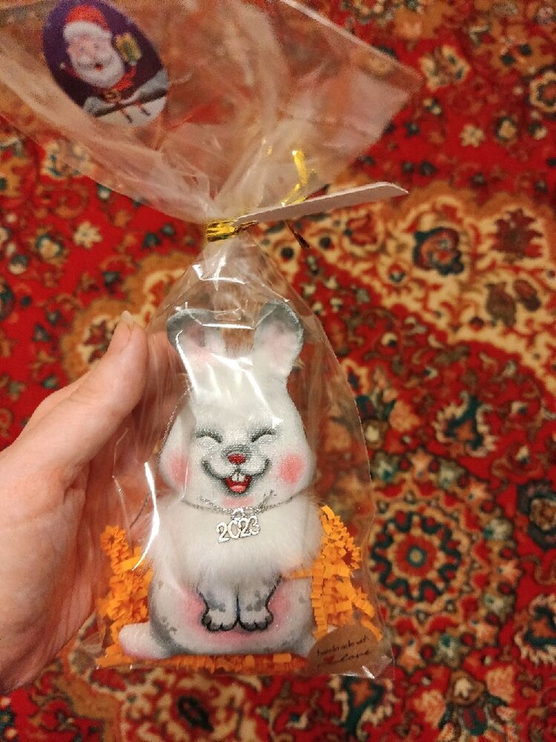 Фото №1 к отзыву покупателя Ирина о товаре Елочные игрушки: Кролик елочная игрушка Символ 2023 года