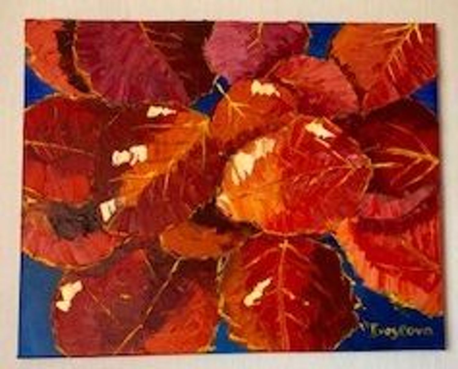 Фото №1 к отзыву покупателя Нина о товаре Картина осень маслом на холсте "Красные листья"