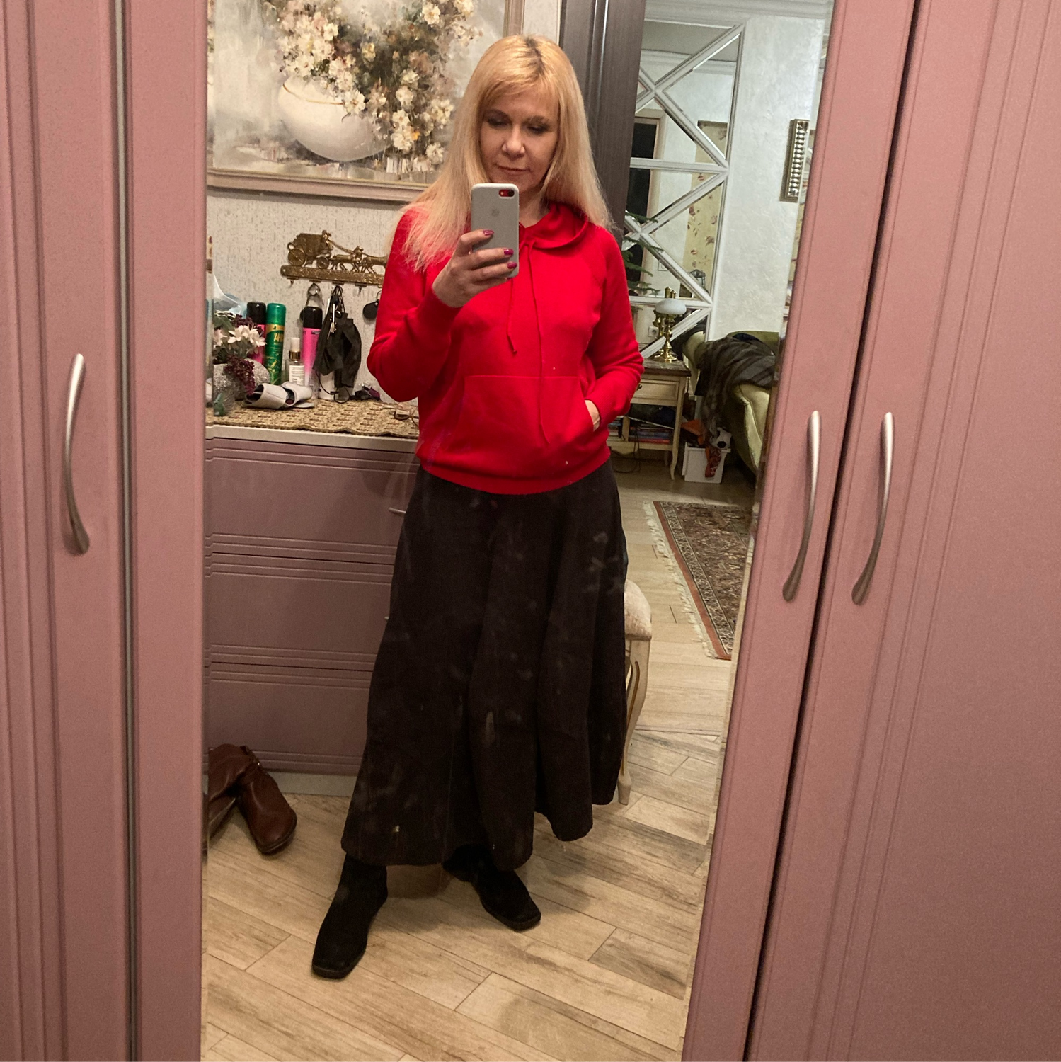 Фото №1 к отзыву покупателя Nataliya Ostropolskaya о товаре Винтаж: Красное трикотажное худи