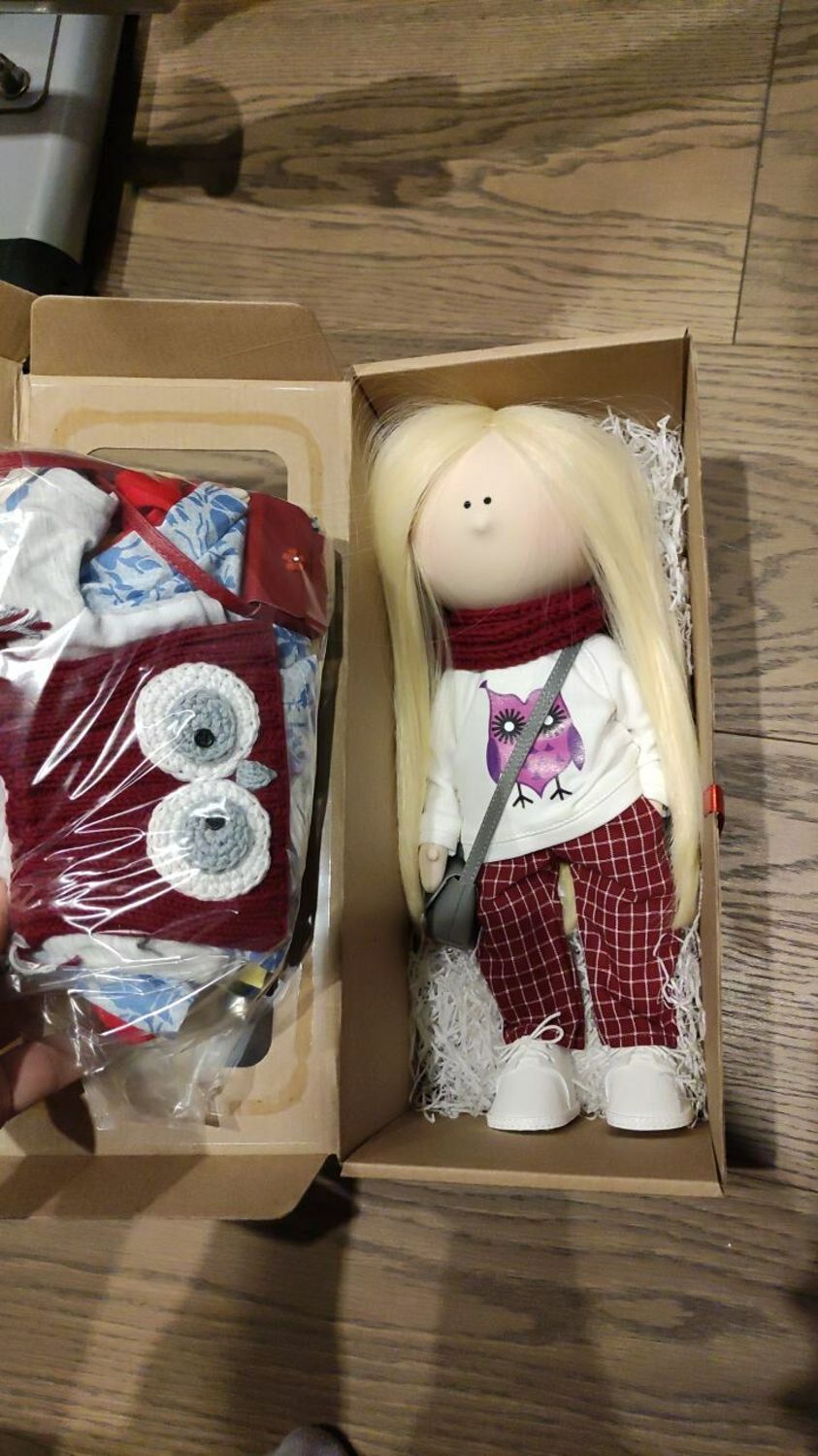 Фото №1 к отзыву покупателя Юлия о товаре Текстильная кукла ручной работы. Совушка.