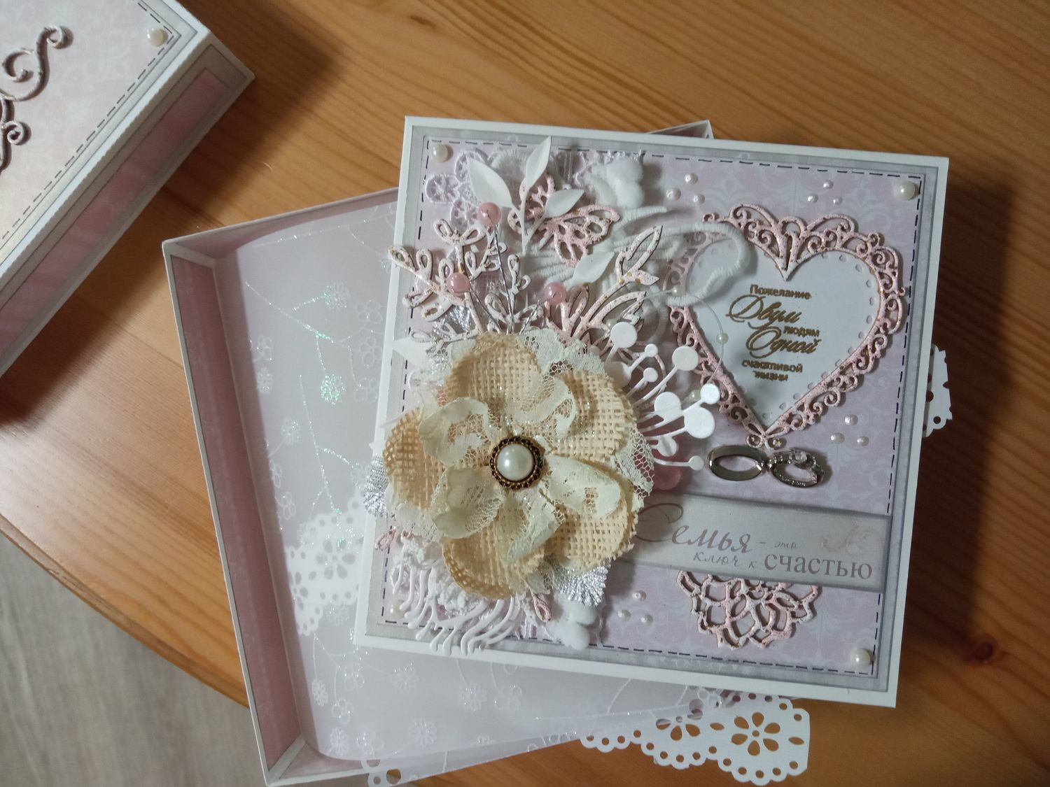 Photo №2 к отзыву покупателя Troshina Mariya о товаре Свадебная открытка в коробочке для денежного подарка