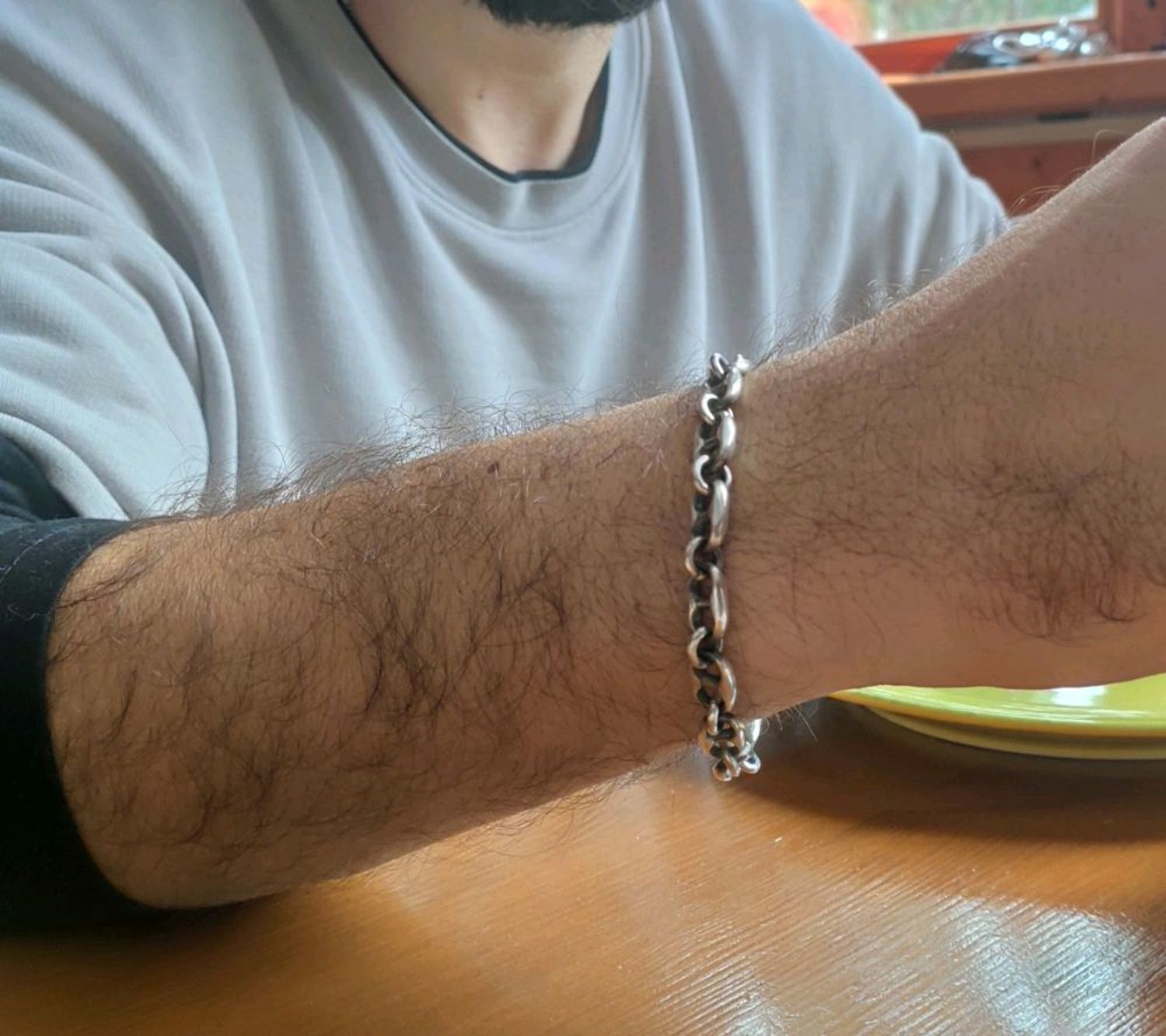 Photo №3 к отзыву покупателя Marina о товаре Браслет-цепочка: Мужской серебряный браслет, браслет для мужчины
