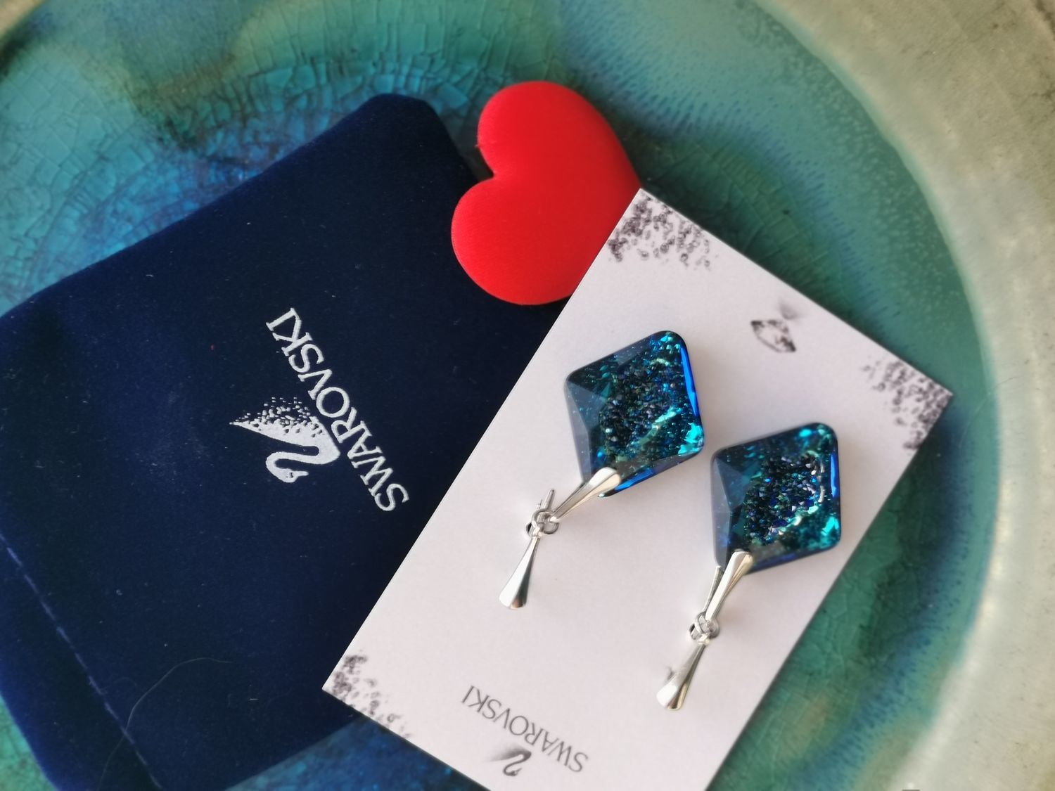Фото №3 к отзыву покупателя Катя Катерина о товаре Серьги с кристаллами Swarovski Ромбы Bermuda Blue