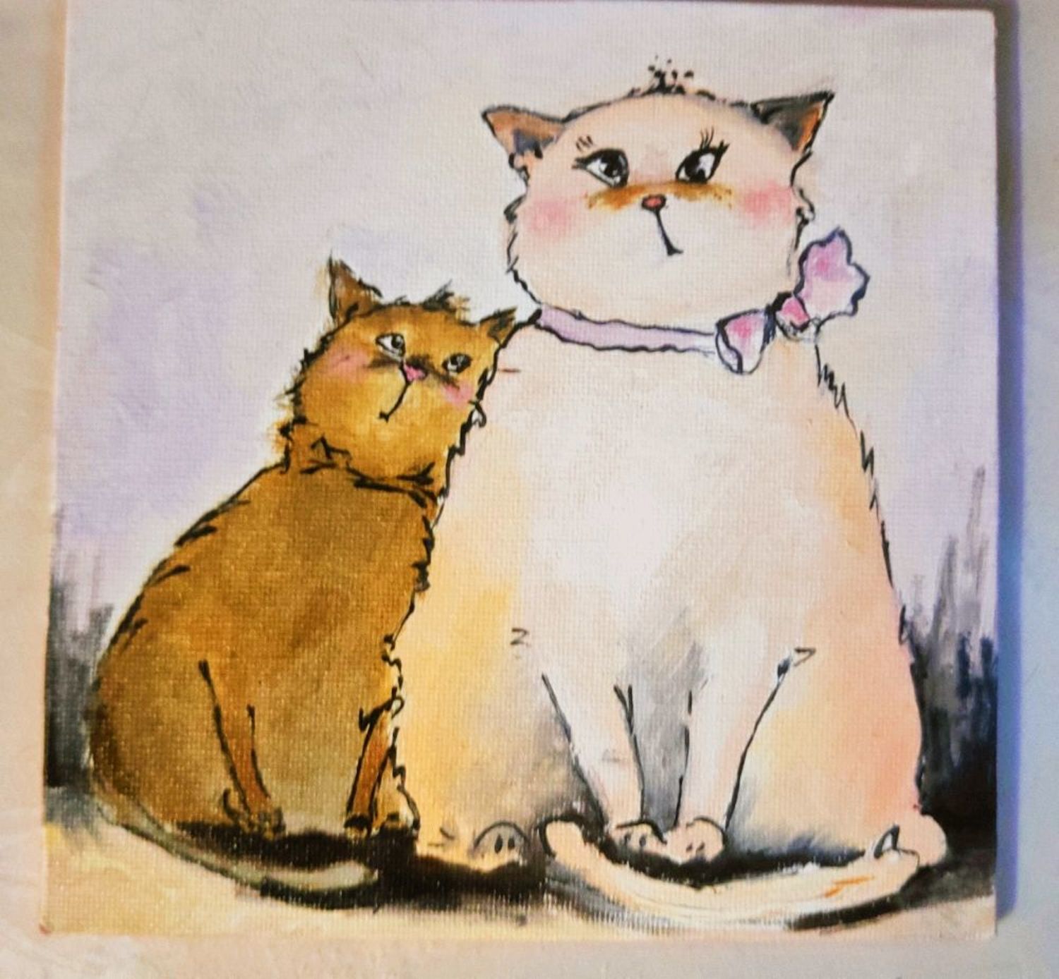Фото №1 к отзыву покупателя Olga Volodina (Myzhennaya) о товаре Картина кошки Картины с котами Картины с животными Картина любовь