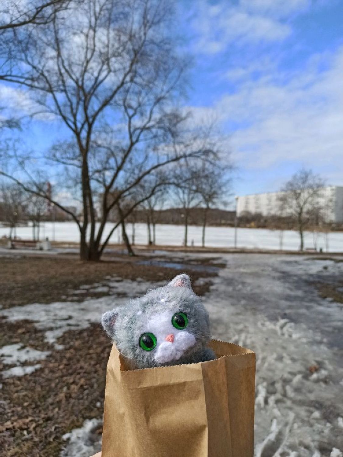 Фото №1 к отзыву покупателя Ворона в гнезде о товаре Серый котёнок кукла-перчатка
