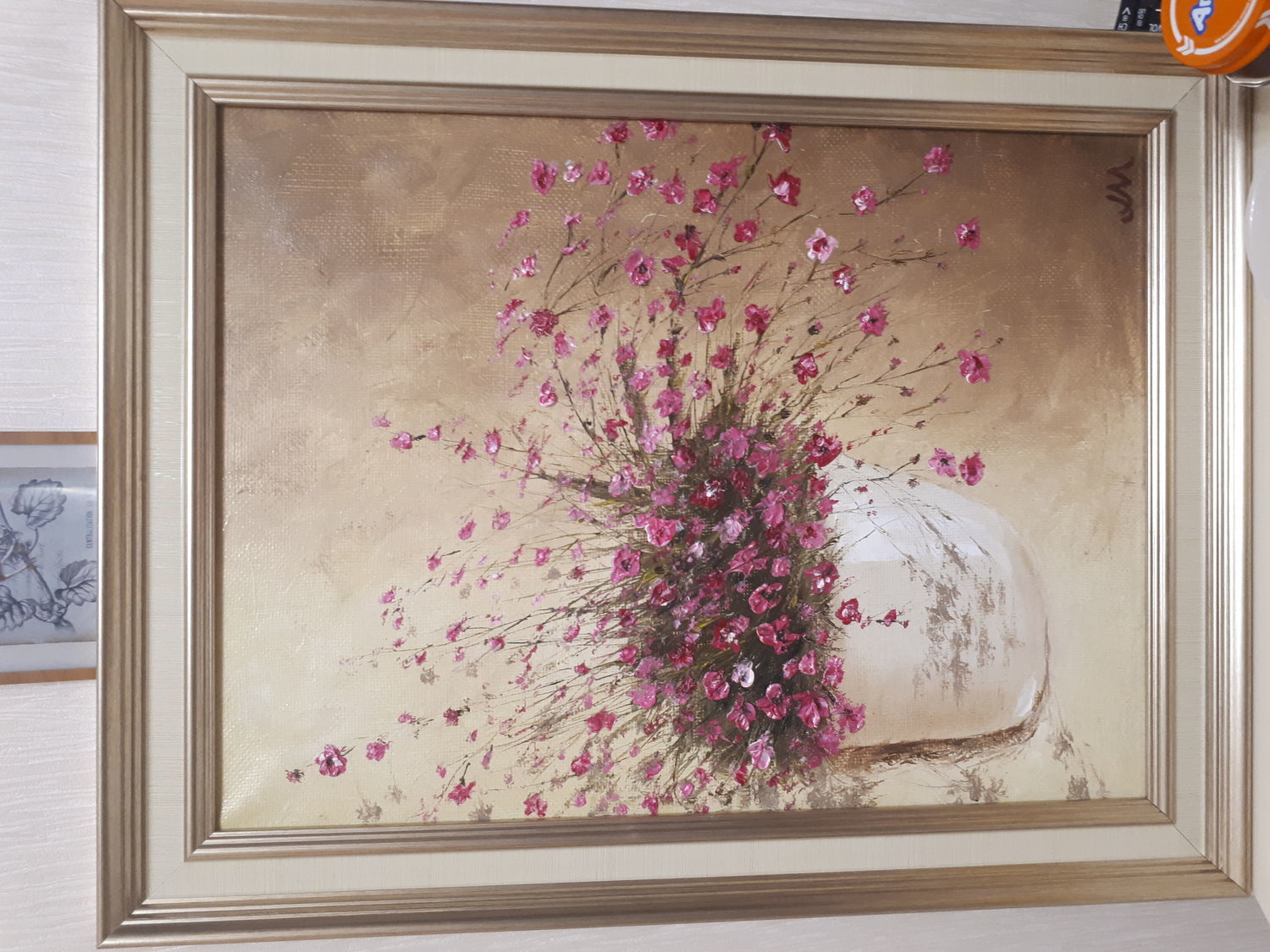 Photo №1 к отзыву покупателя Levius Ekaterina о товаре Картина маслом Цветы в кашпо на стене