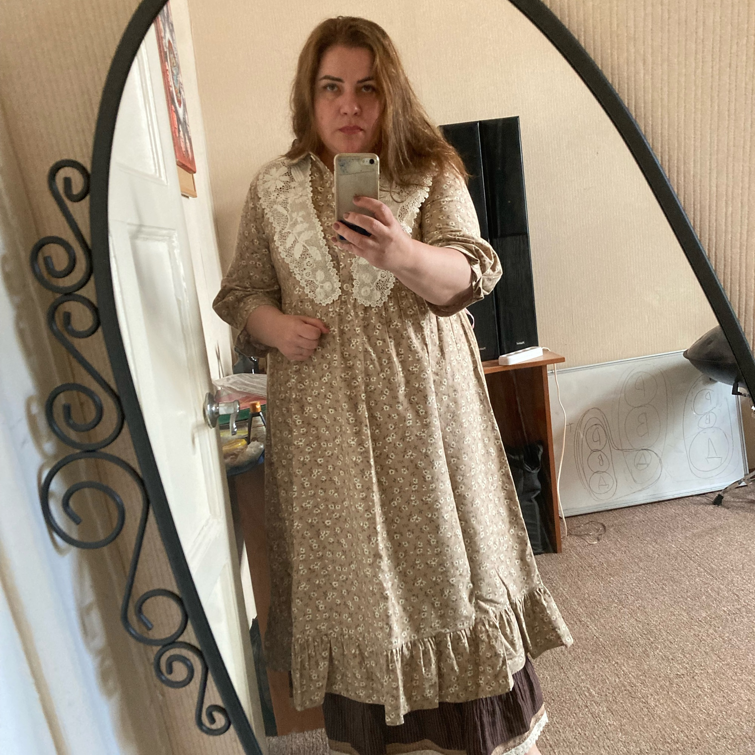 Фото №1 к отзыву покупателя Lyudmila о товаре Бохо образ: платье из теплого хлопка с начесом + подъюбник