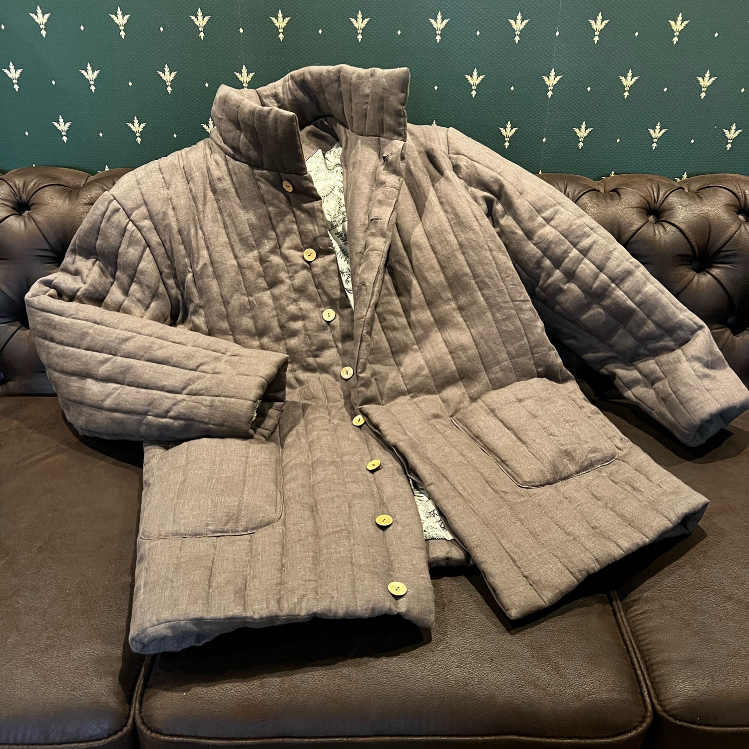 Фото №1 к отзыву покупателя nataliya_sin о товаре Куртки: льняная мужская стеганая куртка, фуфайка, стёганка, телогрейка