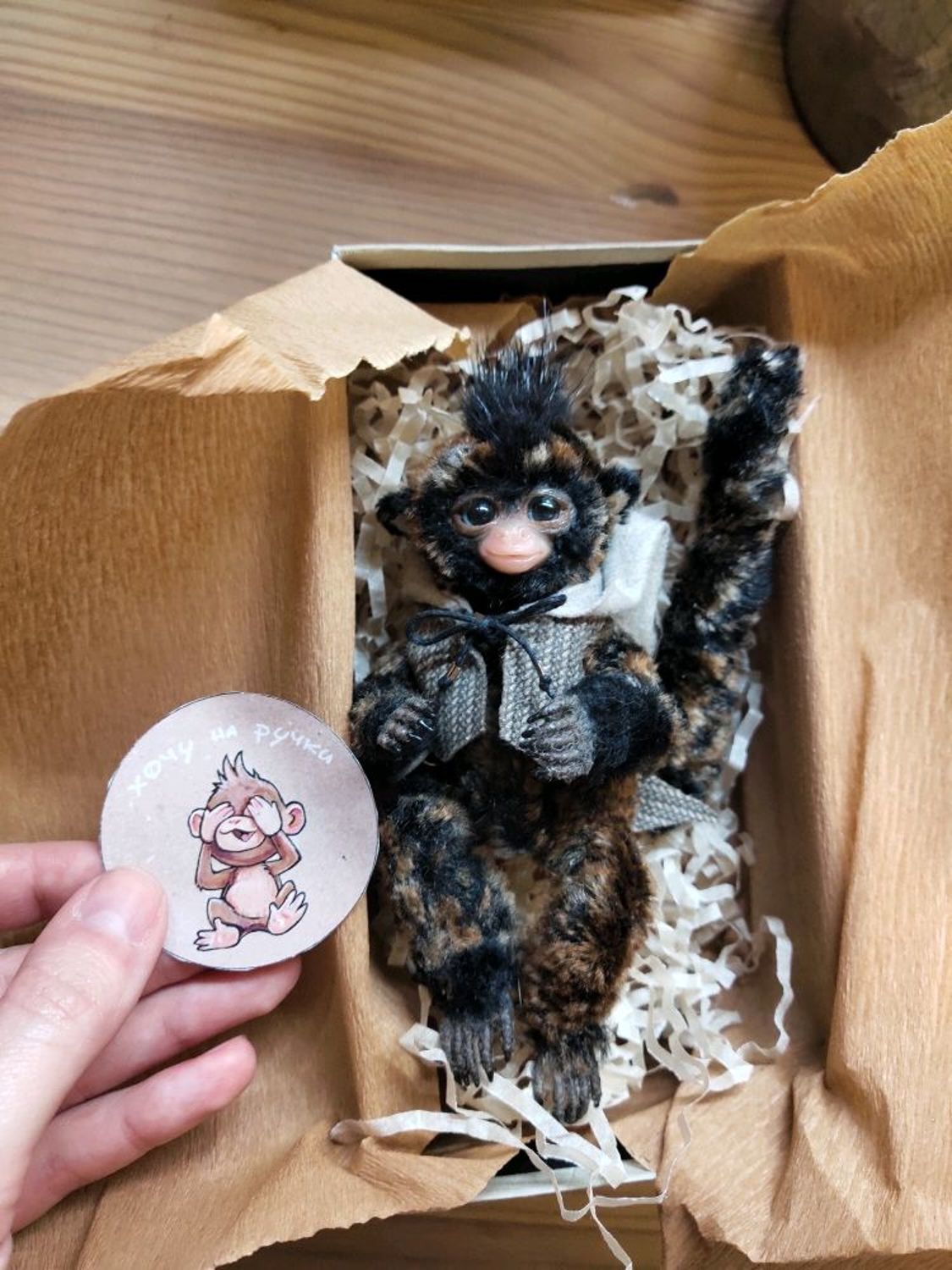 Фото №1 к отзыву покупателя mossberrydoll (Надежда) о товаре Игрушка Обезьянка Игрунка. Ручная работа.