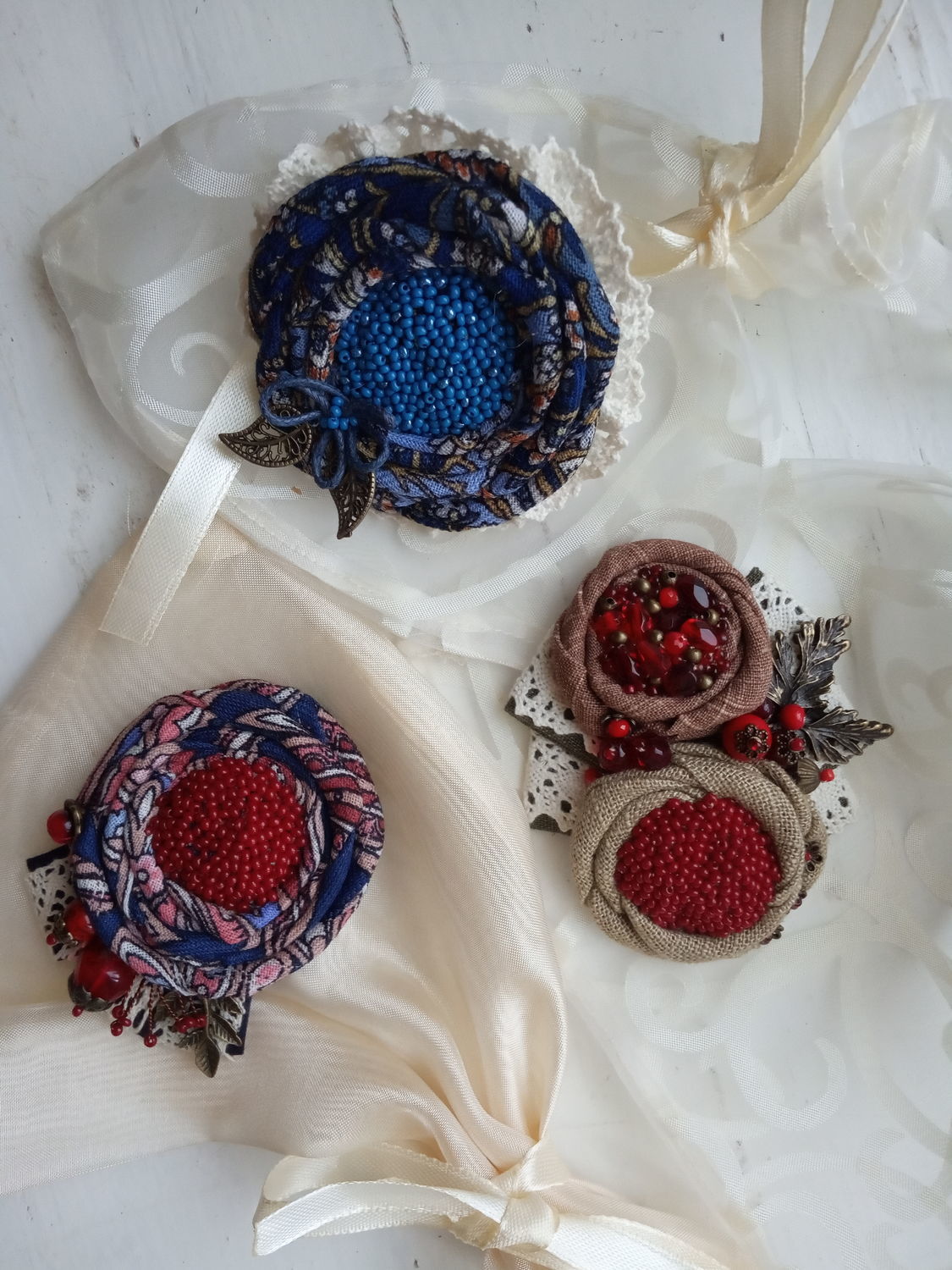 Photo №1 к отзыву покупателя Masterskaya MarViry о товаре Брошь-бохо "Незабудка" and 2 more items