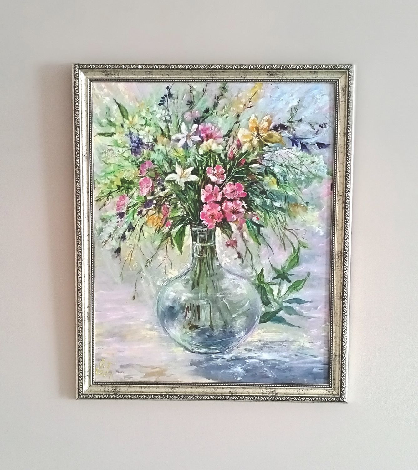 Фото №1 к отзыву покупателя Мастерица Аленушка. о товаре Картины: "Весенний натюрморт"цветы в вазе