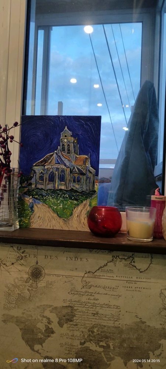 Фото №1 к отзыву покупателя Тарабрин Валентин о товаре Картина маслом Ван Гог Церковь в Овере .25х35см