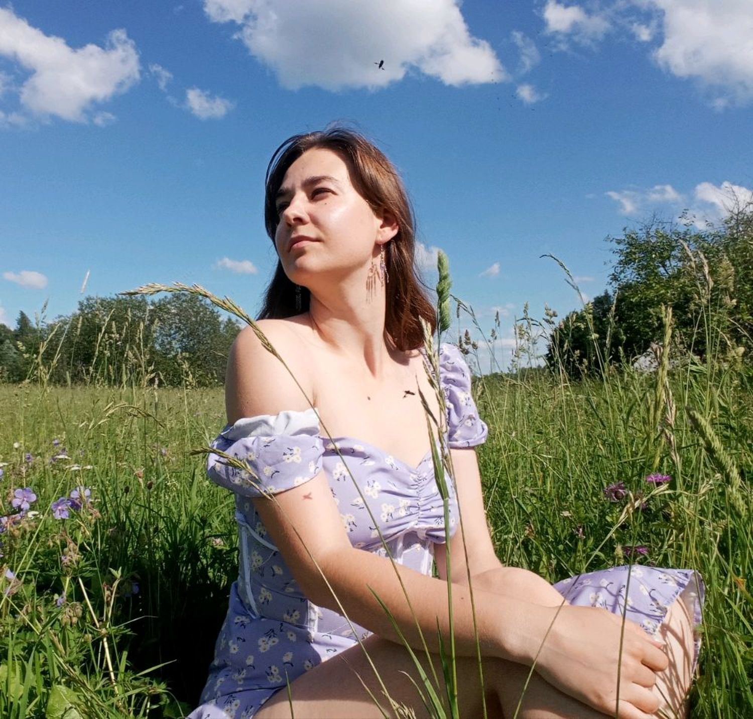Photo №1 к отзыву покупателя Kseniya Esina о товаре Серебряные серьги с аметистом и цепочками