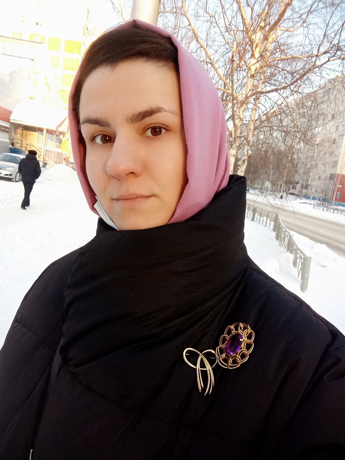 Фото №1 к отзыву покупателя Ксения о товаре Винтаж: Винтажная брошь с фиолетовым кабошоном. и еще 2 товара