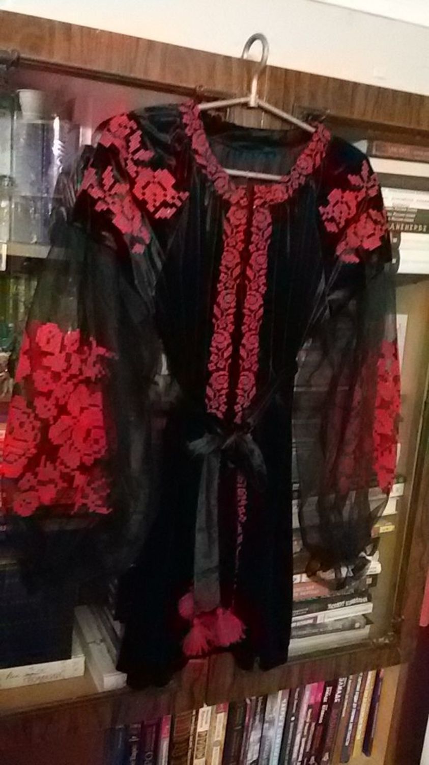 Фото №1 к отзыву покупателя Алла Харина о товаре Стильна женская вышитая блузка на бархате с фатиновыми рукавами