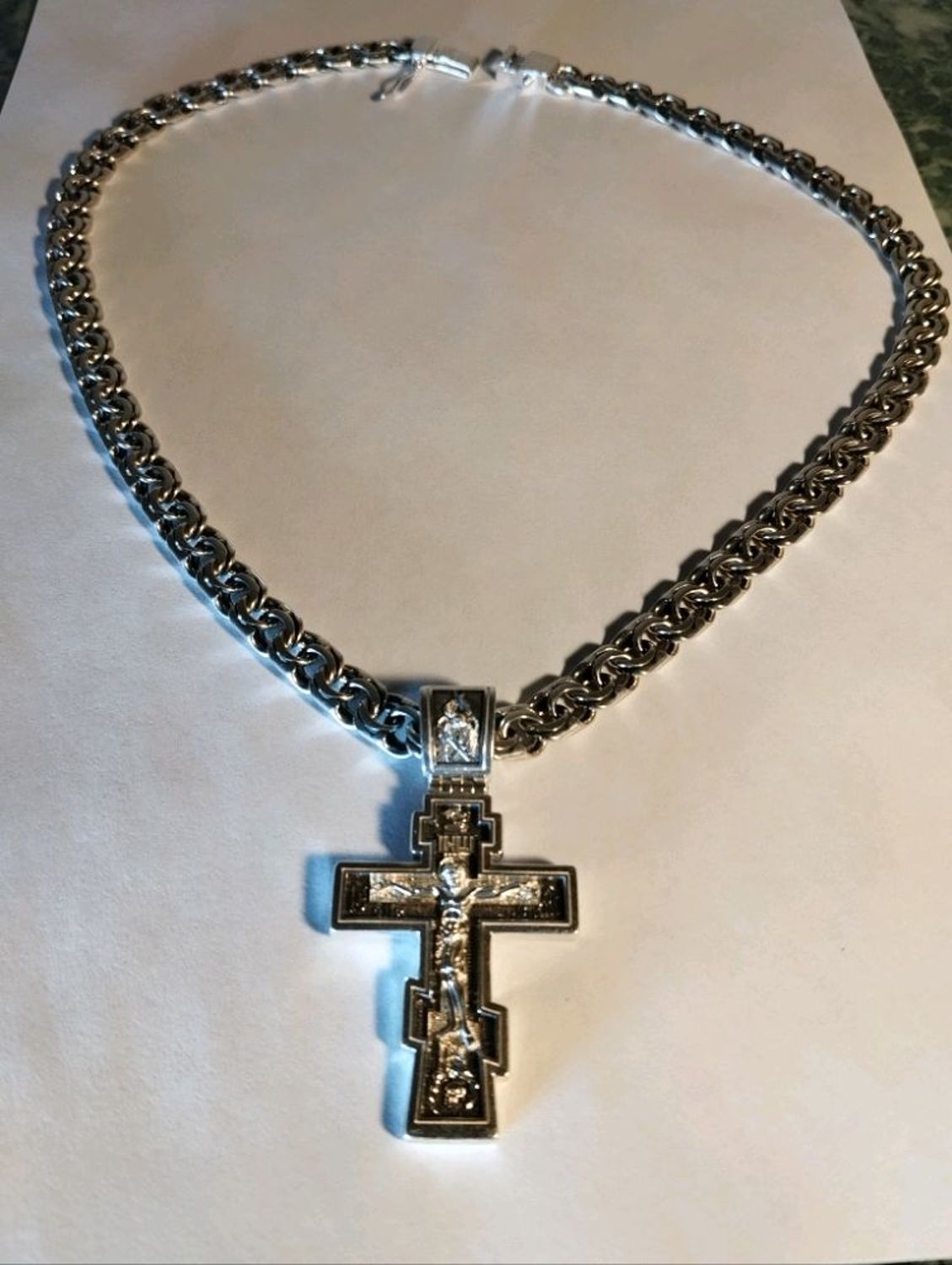 Фото №1 к отзыву покупателя Сергей о товаре Тяжёлый серебряный православный крест.