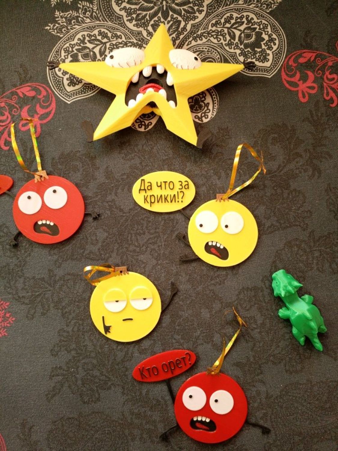 Фото №1 к отзыву покупателя Nadin о товаре Набор новогодних игрушек из мема (орущая звезда)