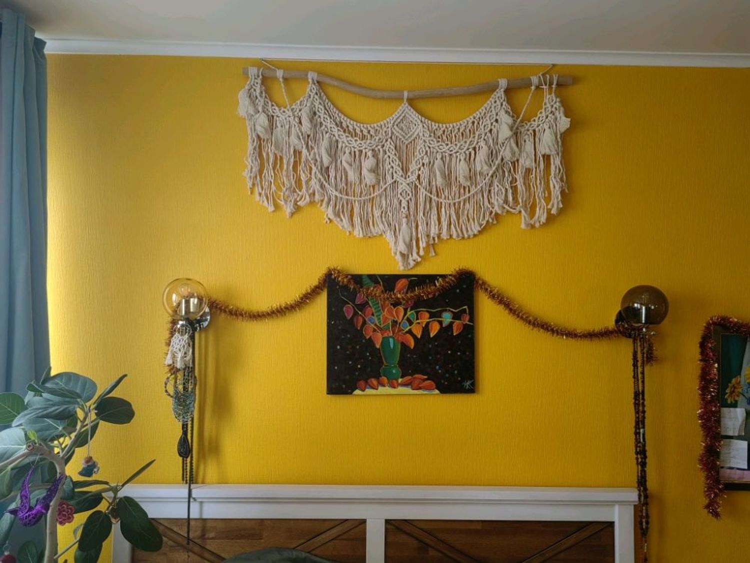 Photo №2 к отзыву покупателя Katerina о товаре Большое макраме панно на стену, современное макраме,декор над кроватью