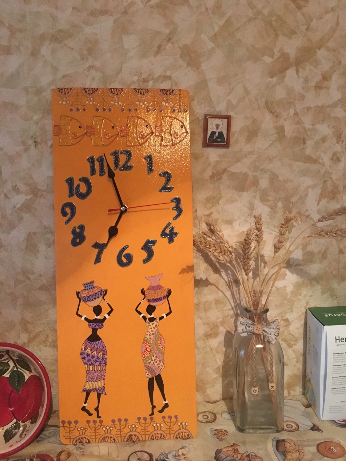 Photo №1 к отзыву покупателя Marina о товаре Часы настенные серия Африка Оранжевые Длинные