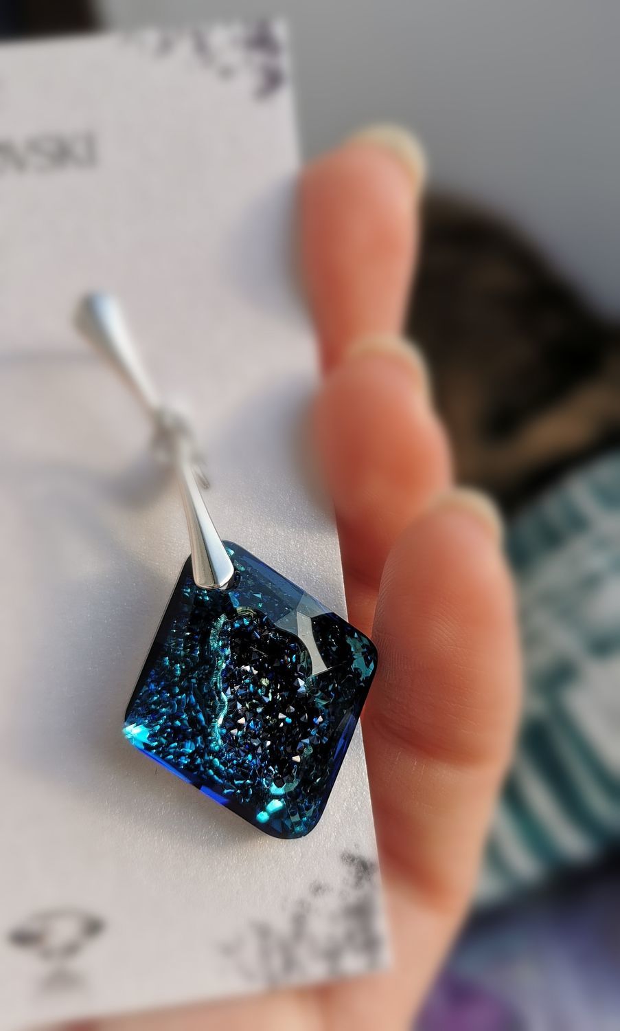Фото №1 к отзыву покупателя Катя Катерина о товаре Серьги с кристаллами Swarovski Ромбы Bermuda Blue