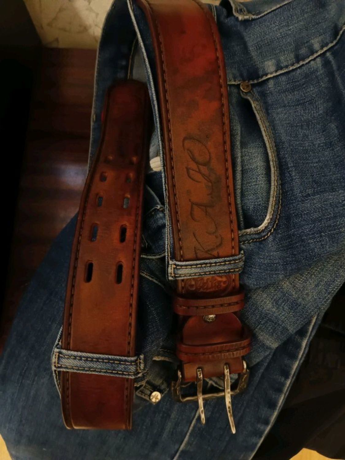 Фото №1 к отзыву покупателя Лена Клевцова о товаре Ремни для джинсов мужские широкие 50 мм