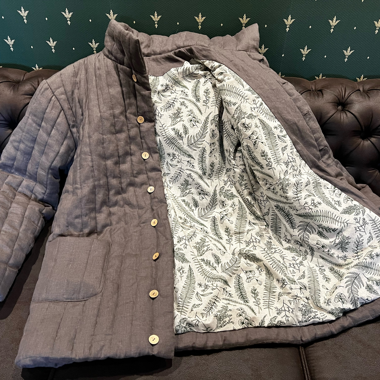 Фото №2 к отзыву покупателя nataliya_sin о товаре Куртки: льняная мужская стеганая куртка, фуфайка, стёганка, телогрейка