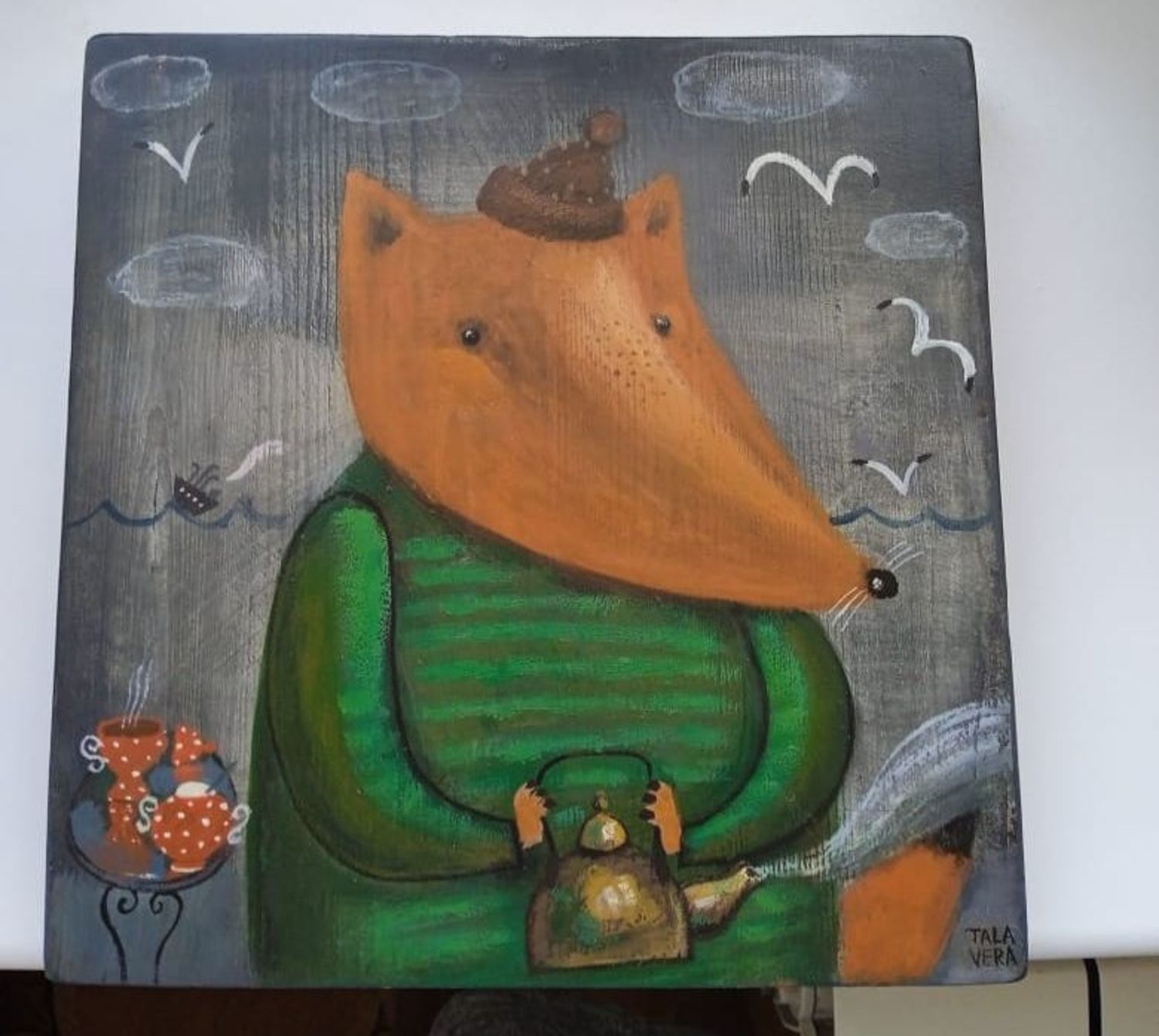 Photo №1 к отзыву покупателя Olesya о товаре Картина на доске "Лис и море"