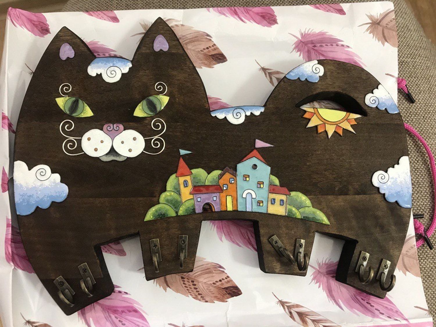 Фото №1 к отзыву покупателя jingerbread о товаре Панно ключница «Котейка»