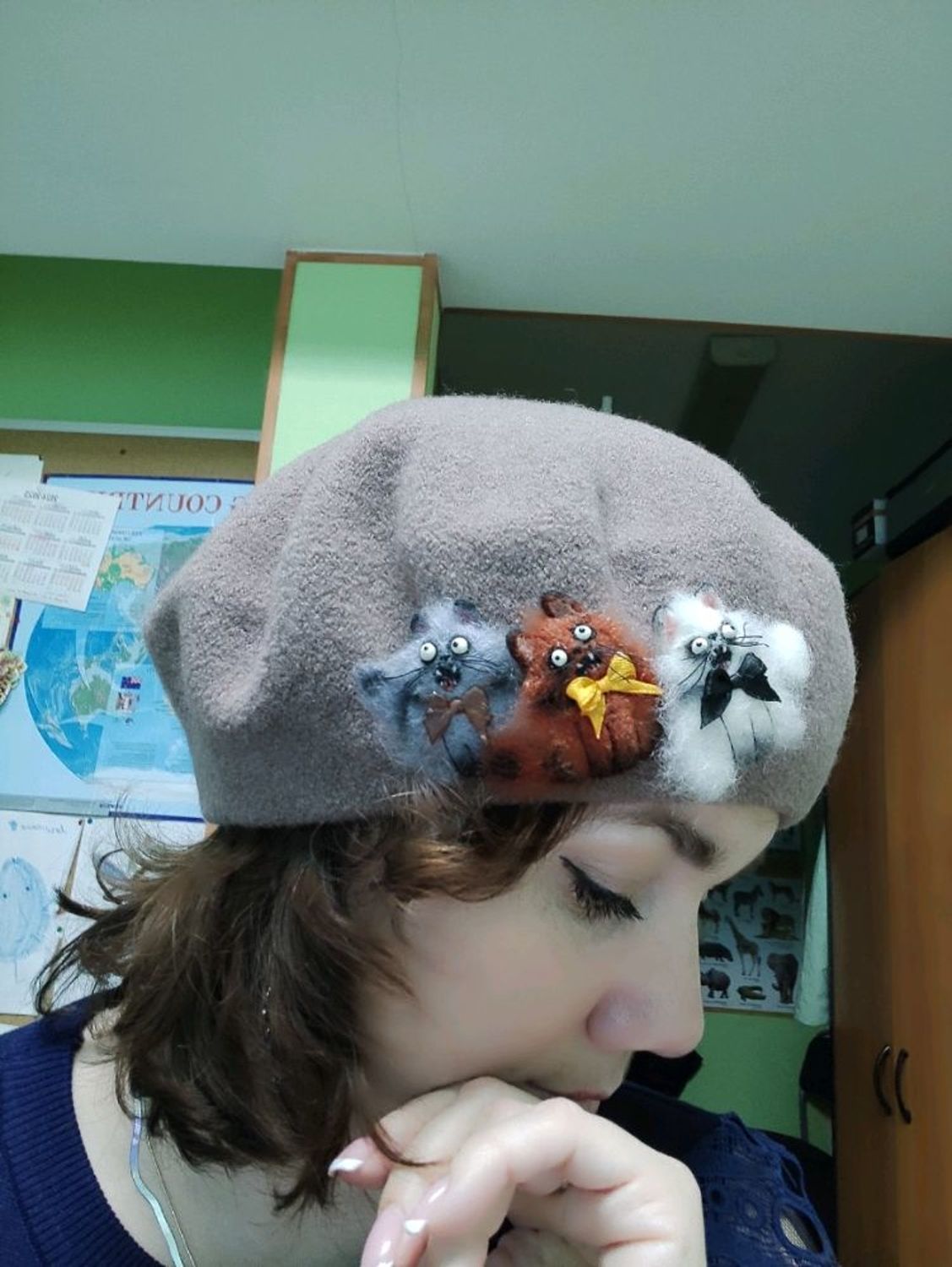 Фото №1 к отзыву покупателя Марина о товаре Брошь кот "Горлопан" из шерсти